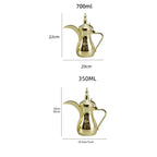 Golden Arabic Coffee Pots, ,Hot Water long-mouthed Tea Kettle Coffee Maker, Narrow Teapot 500/700ML 304 Stainless Steel
