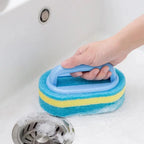 Multi Functional Cleaning Sponge with Handle for Kitchen Bathroom Tile Glass Bathtub Stain Removal Easy Grip Design