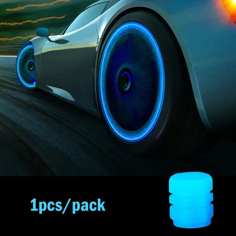 Luminous Valve Caps Fluorescent Night Car Tire Valve Caps Motorcycle Bike Glowing Decor Wheel Nozzles Tyre Cap Car Accessories