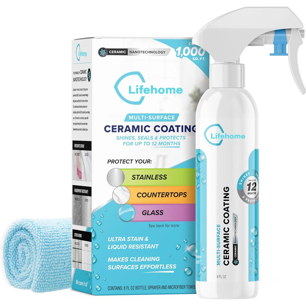 Lifeproof Ceramic Coating Spray Kit Shine Seal Protect Kitchen Bath Surfaces Repels Stains Grime