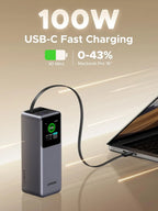 UGREEN Nexode Power Bank 20000mAh 165W with Built-in USB C Cable Laptop Travel Portable Charger,Fast Charging for iPhone 17/16