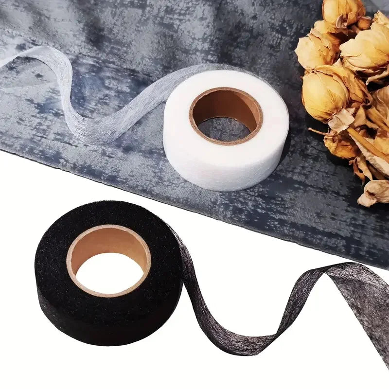 2Roll Black White Double-sided Interlining Adhesive Fabric Clothes Iron On Hem Tape Interlining Web DIY Sewing Patchwork Acces