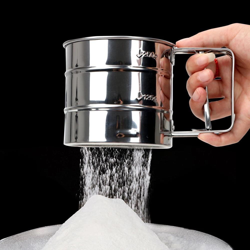HILIFE Pastry Baking Tools Bakeware Baking Icing Sugar Shaker Powder Flour Mesh Sifter Cup Stainless Steel Sieve Cup
