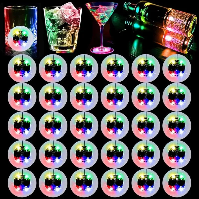 50/1PCS Luminous Cup Stickers Lights 6cm LED Bottles Coaster Lamps for Bar KTV Wedding Party Cocktail Drink Cups Vase Decoration