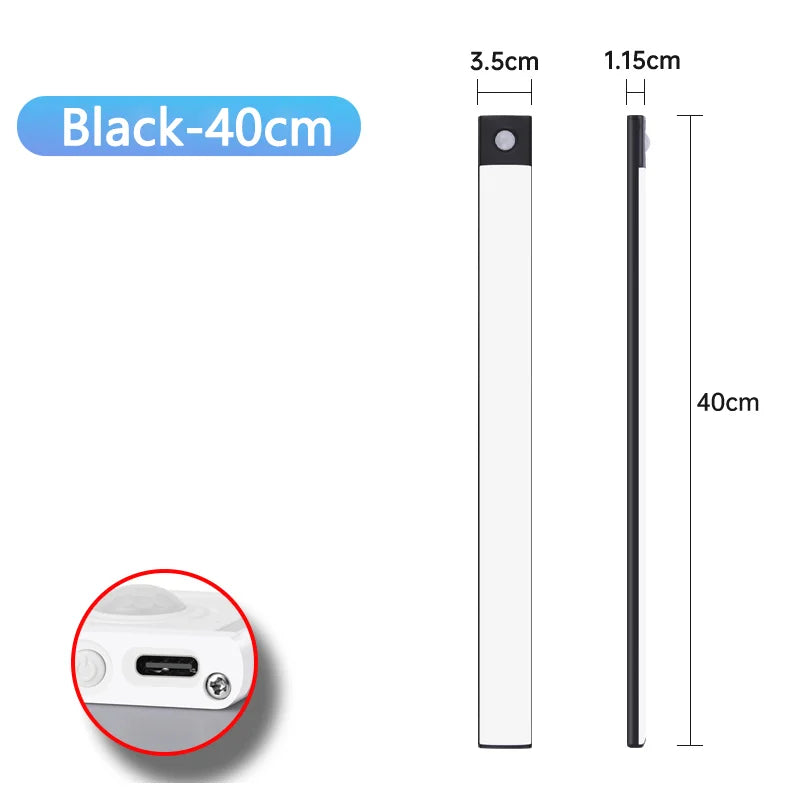 LED Cabinet Light Type C Rechargeable Motion Sensor Night Lights for Kitchen Wardrobe Cabinet Lighting 10cm/20cm/30cm/40cm/50cm