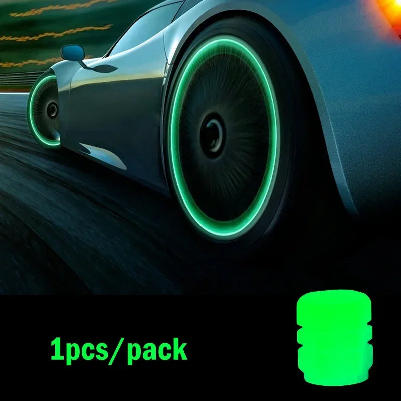 Luminous Valve Caps Fluorescent Night Car Tire Valve Caps Motorcycle Bike Glowing Decor Wheel Nozzles Tyre Cap Car Accessories