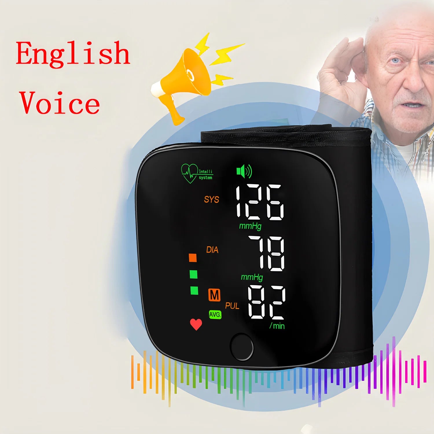 Wrist Type Blood Pressure Monitor LED Display Fast Measurement Digital Tensiometer BP Tonometer Heart Rate USB Rechargeable