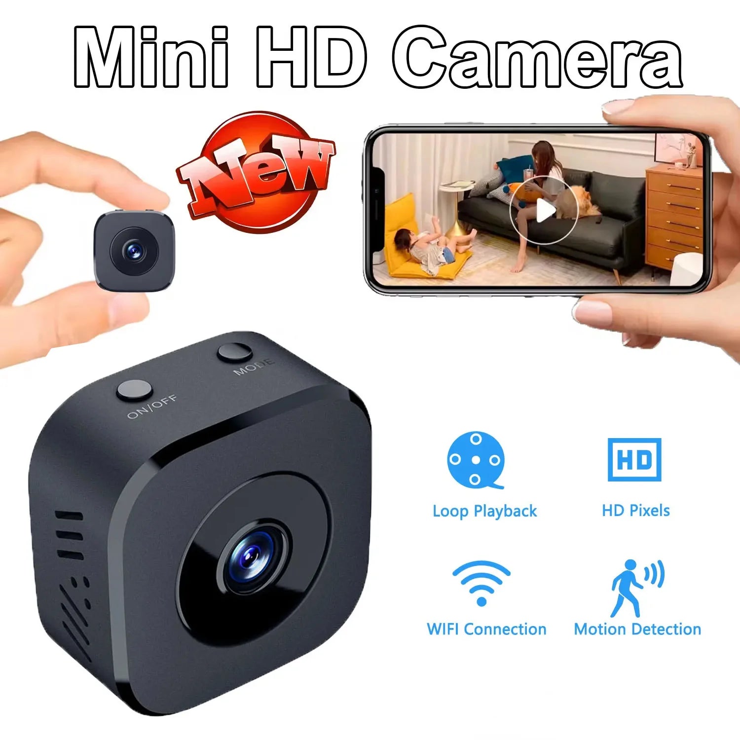 1080p Mini WiFi Camera — Night Vision & Motion Detect
