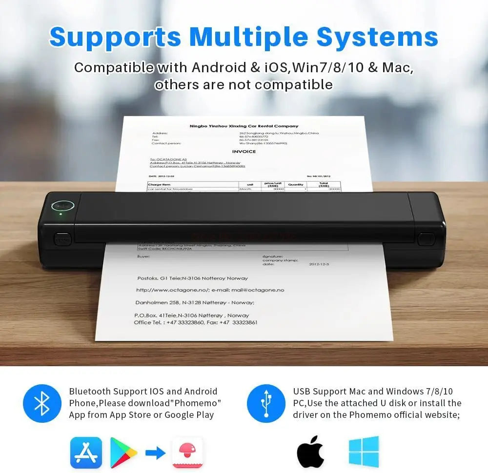 Mini Wireless Thermal Label Printer — Bluetooth Mobile Print