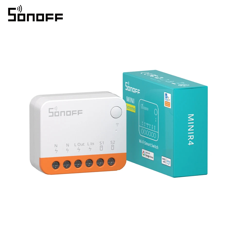 SONOFF MINIR4 WiFi Smart Switch 2 Way Control Mini Extreme Smart Home Relay Support R5 S-MATE Voice for Alexa Alice Google Home