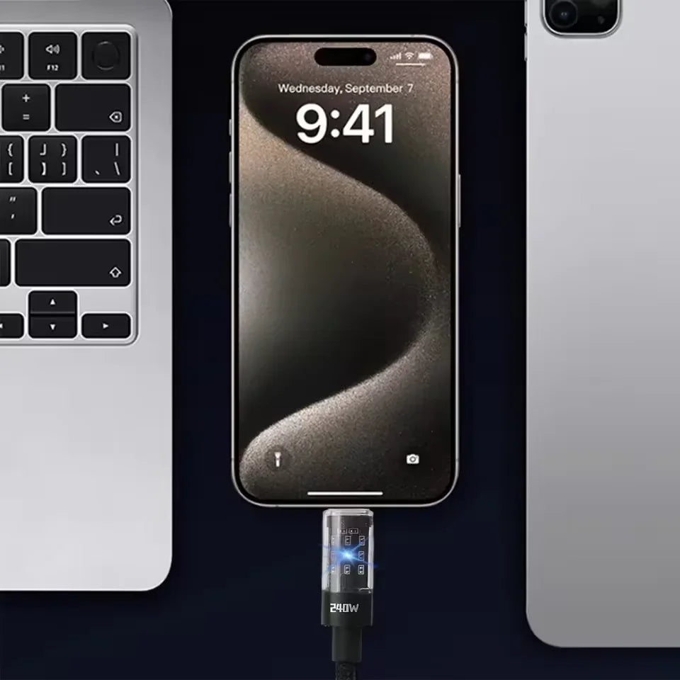 240W USB-C Fast Charging Cable — LED Display