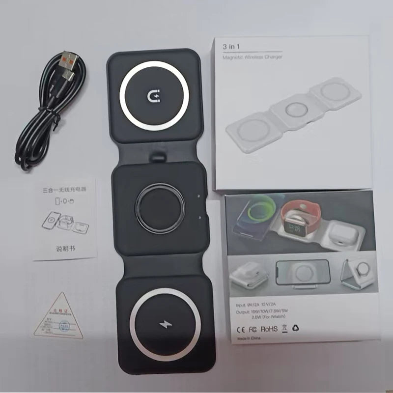Qi2 MagFold — 30W 3-in-1 Wireless Charger