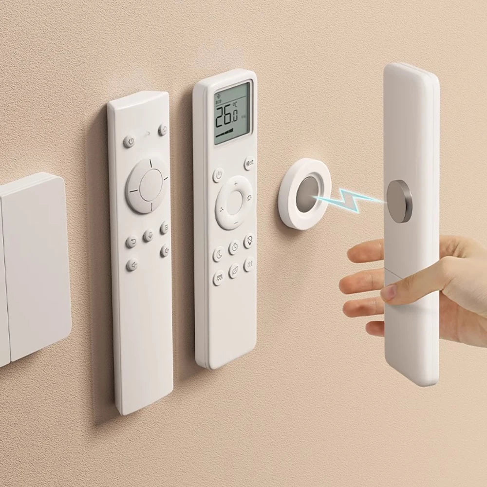 3pcs No Drill Magnetic Remote Holder - Wall Mount for TV/AC/DVD Remotes, White Space-Saving Design