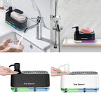 3-in-1 Hand and Dish Soap Dispenser Set with Sponge Holder Dual Countertop Kitchen Sink Soap Pump Organizer