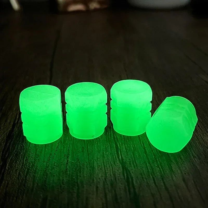 Luminous Valve Caps Fluorescent Night Car Tire Valve Caps Motorcycle Bike Glowing Decor Wheel Nozzles Tyre Cap Car Accessories