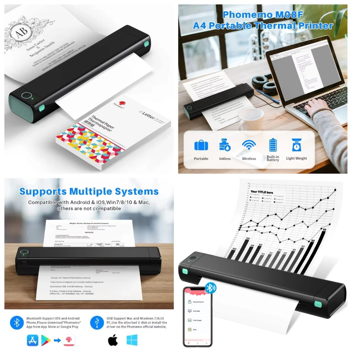 Mini Wireless Thermal Label Printer — Bluetooth Mobile Print