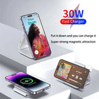 Qi2 MagFold — 30W 3-in-1 Wireless Charger