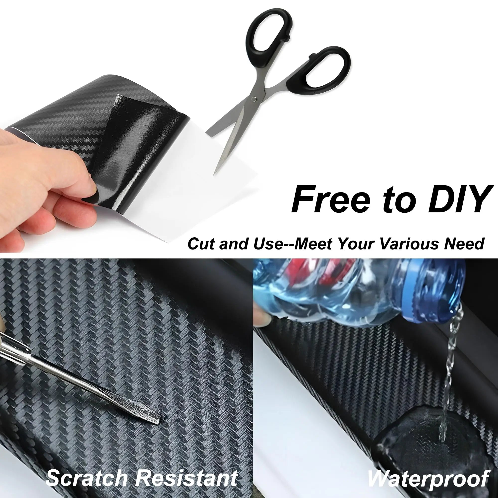 Carbon Fiber Automotive Adhesive Tape Roll Matte Black Protective Car Film Self-Adhesive Film 3D Vinyl Car Film Accessories