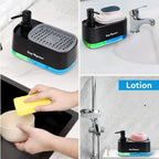 3-in-1 Hand and Dish Soap Dispenser Set with Sponge Holder Dual Countertop Kitchen Sink Soap Pump Organizer
