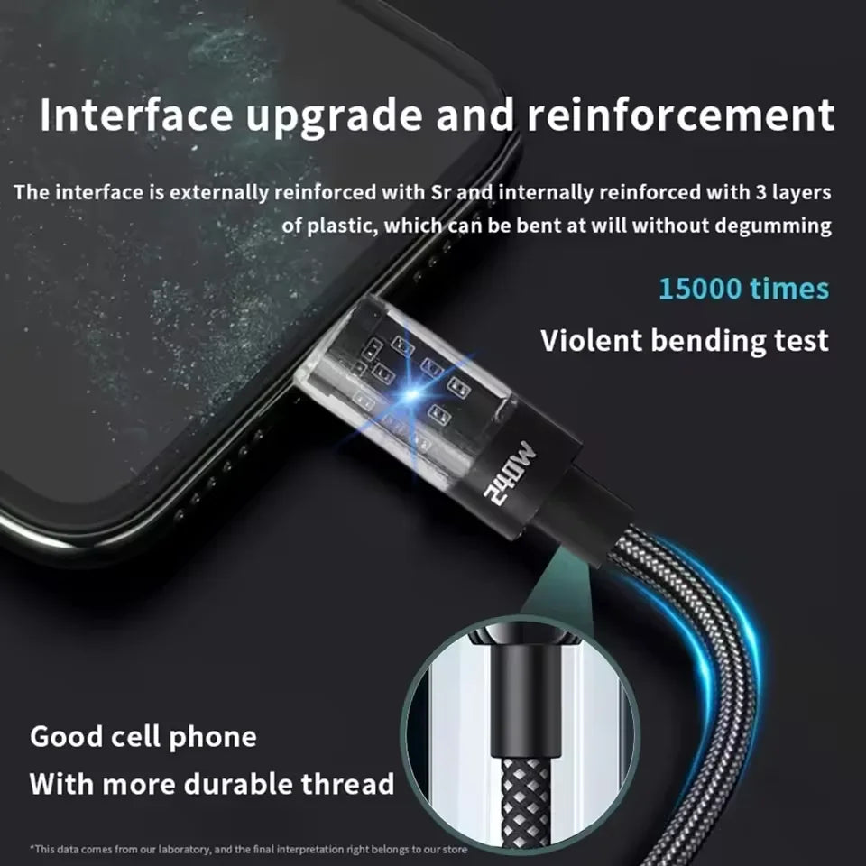 240W USB-C Fast Charging Cable — LED Display