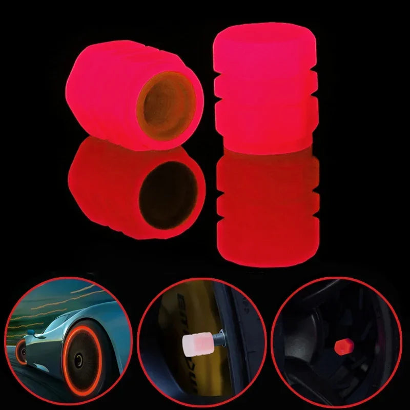 Luminous Valve Caps Fluorescent Night Car Tire Valve Caps Motorcycle Bike Glowing Decor Wheel Nozzles Tyre Cap Car Accessories
