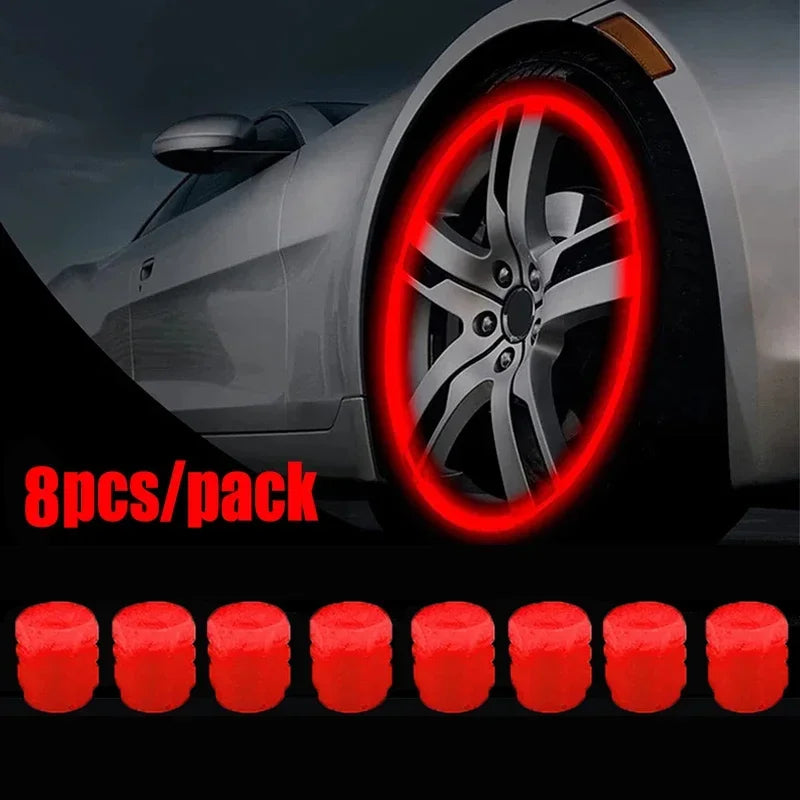 Luminous Valve Caps Fluorescent Night Car Tire Valve Caps Motorcycle Bike Glowing Decor Wheel Nozzles Tyre Cap Car Accessories