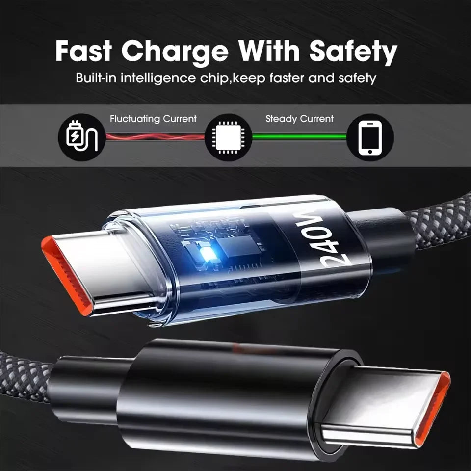 240W USB-C Fast Charging Cable — LED Display