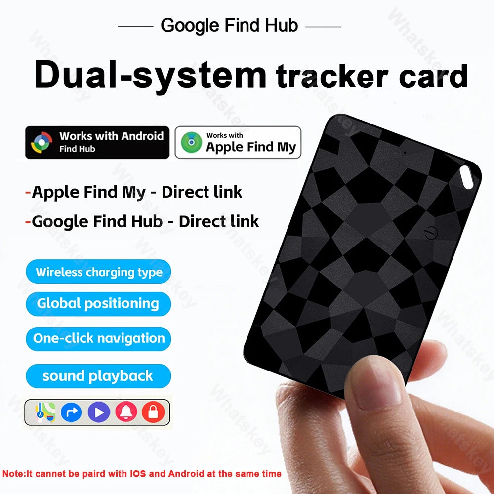 New Bluetooth Wallet Tracker Card Android Ultra thin Wireless Charging Work with Google or A-pple Find My Waterproof Key Tracker