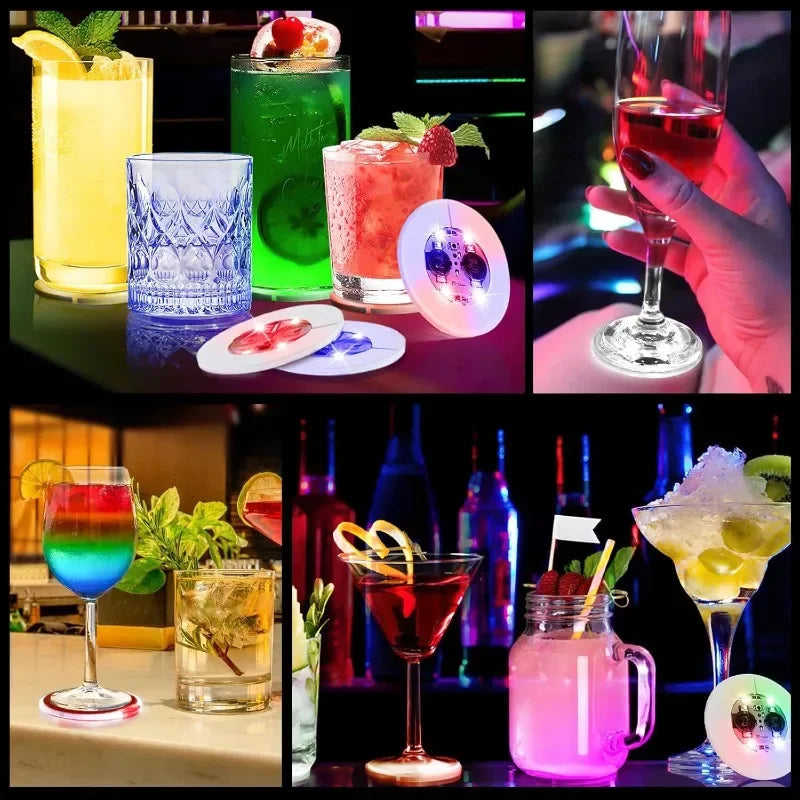 50/1PCS Luminous Cup Stickers Lights 6cm LED Bottles Coaster Lamps for Bar KTV Wedding Party Cocktail Drink Cups Vase Decoration