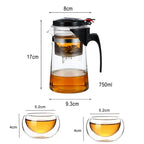 TeaPots Heat Resistant Glass Tea Pot Tea Infuser Chinese Kung Fu Tea Set Kettle Coffee Glass Maker Convenient Office Teapot