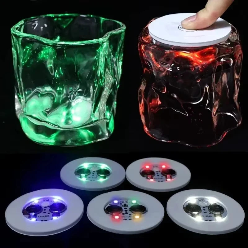 50/1PCS Luminous Cup Stickers Lights 6cm LED Bottles Coaster Lamps for Bar KTV Wedding Party Cocktail Drink Cups Vase Decoration