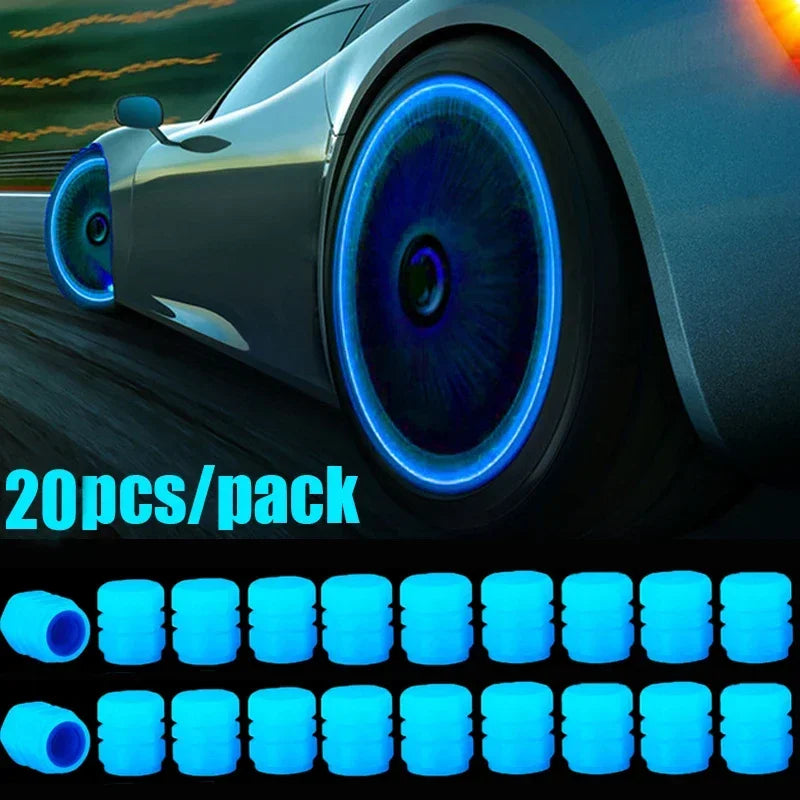 Luminous Valve Caps Fluorescent Night Car Tire Valve Caps Motorcycle Bike Glowing Decor Wheel Nozzles Tyre Cap Car Accessories