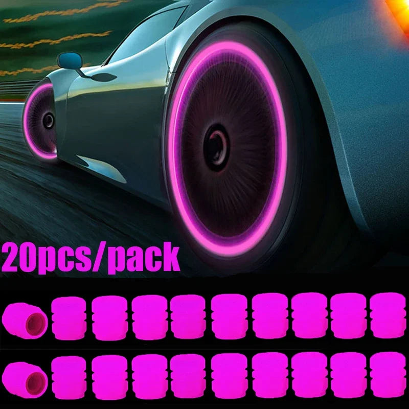 Luminous Valve Caps Fluorescent Night Car Tire Valve Caps Motorcycle Bike Glowing Decor Wheel Nozzles Tyre Cap Car Accessories