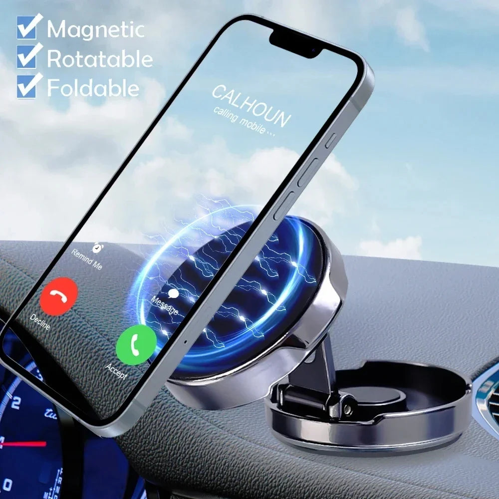 Round Folding Magnetic Car Holder 360 Degree Rotatable Mobile Phone Bracket Mount Strong Magnet Support For iPhone Samsung Stand
