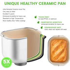 l 2.2LB Large Bread Maker - Dual Heaters, 17 In 1 Gluten Free Bread Maker, Pizza Dough, Jam, Automatic Nut Dispenser L
