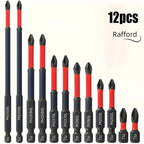 Magnetic Non-Slip Drill Bit Set 3/6/12 Pieces, S2 Steel, Crosshead and Impact Drill Bits, Suitable for Electric and Hand Drivers