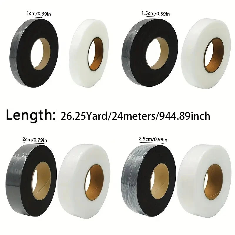 2Roll Black White Double-sided Interlining Adhesive Fabric Clothes Iron On Hem Tape Interlining Web DIY Sewing Patchwork Acces