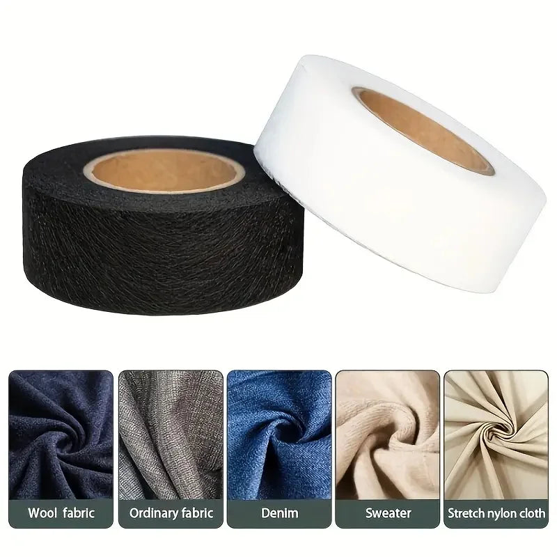2Roll Black White Double-sided Interlining Adhesive Fabric Clothes Iron On Hem Tape Interlining Web DIY Sewing Patchwork Acces