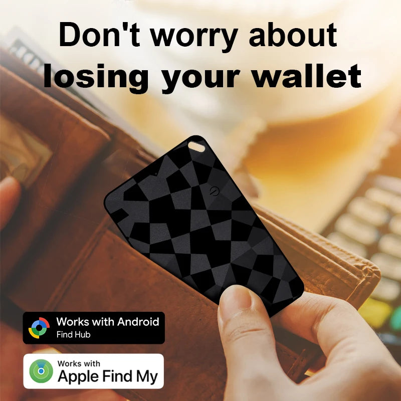 New Bluetooth Wallet Tracker Card Android Ultra thin Wireless Charging Work with Google or A-pple Find My Waterproof Key Tracker
