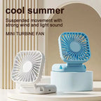 Mini Handheld Fan Mute Foldable Fan Multi-functional Turbine Fan USB Rechargeable Portable Hanging Neck Fan Mini Table Fan