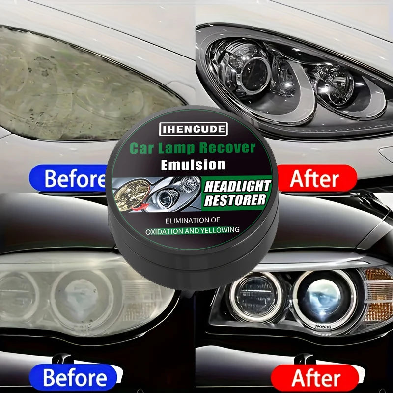 Car Headlight Restoration and Polishing Kit - Scratch Remover and Oxidation Cleaning Repair Paste for Headlight Assembly