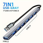 7 In 1 USB C Extender Adapter Hub With 7 Ports Aluminum Alloy USB 2.0 Hub Adapter Type C Splitter Extender For Laptops Computer