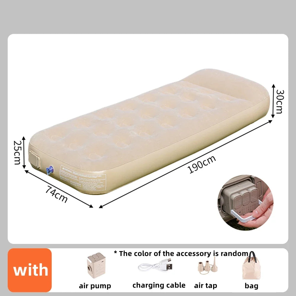 Interior Air Mattress Glamping Mats PVC Inflatable Sleeping Mattress Luxury 2 Person Camping Bed Mat Built-in Pump Thicken Mat