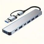 7 In 1 USB C Extender Adapter Hub With 7 Ports Aluminum Alloy USB 2.0 Hub Adapter Type C Splitter Extender For Laptops Computer