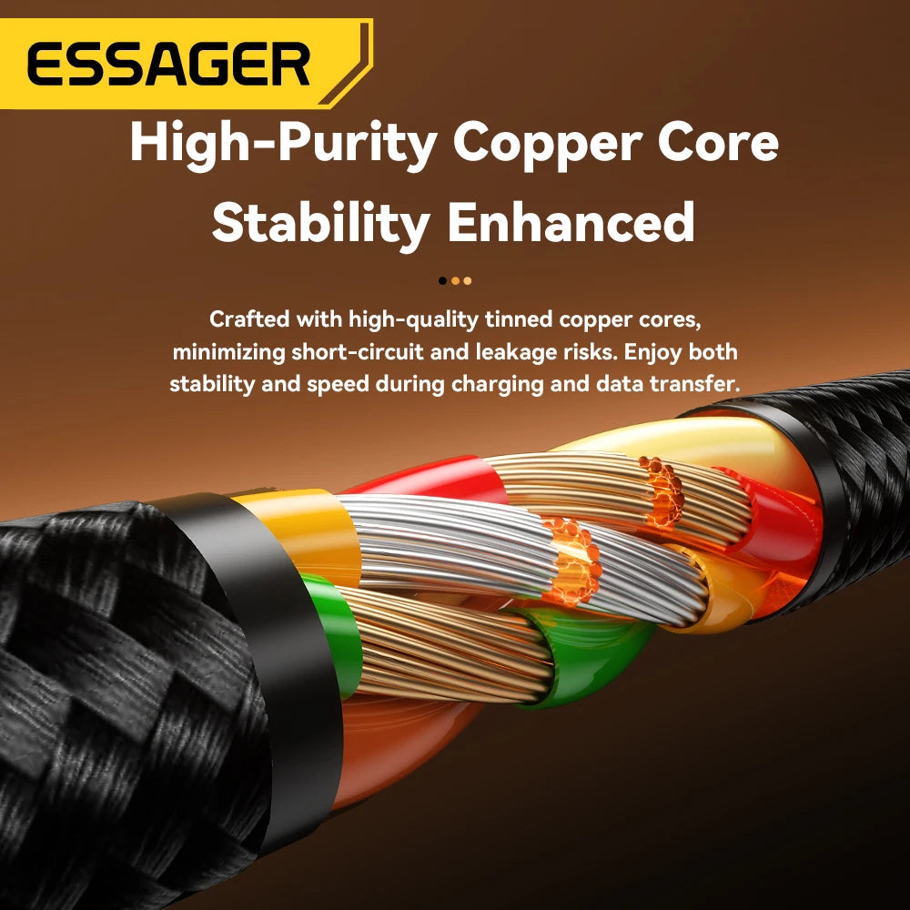 Essager 2 in1 Right Angle Elbow Cable 3A Fast Charging Wire USB A To Type C Lightning Cable For iPhone 16 15Pro Max MacBook iPad