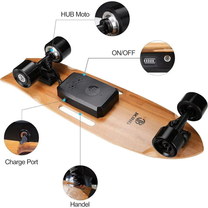 Airo Jking Electric Skateboard Body 700W Hub-Motor 16.7 MPH Top Speed 8.2 Miles Range 3 Speeds Adjustment Slant Board Remote