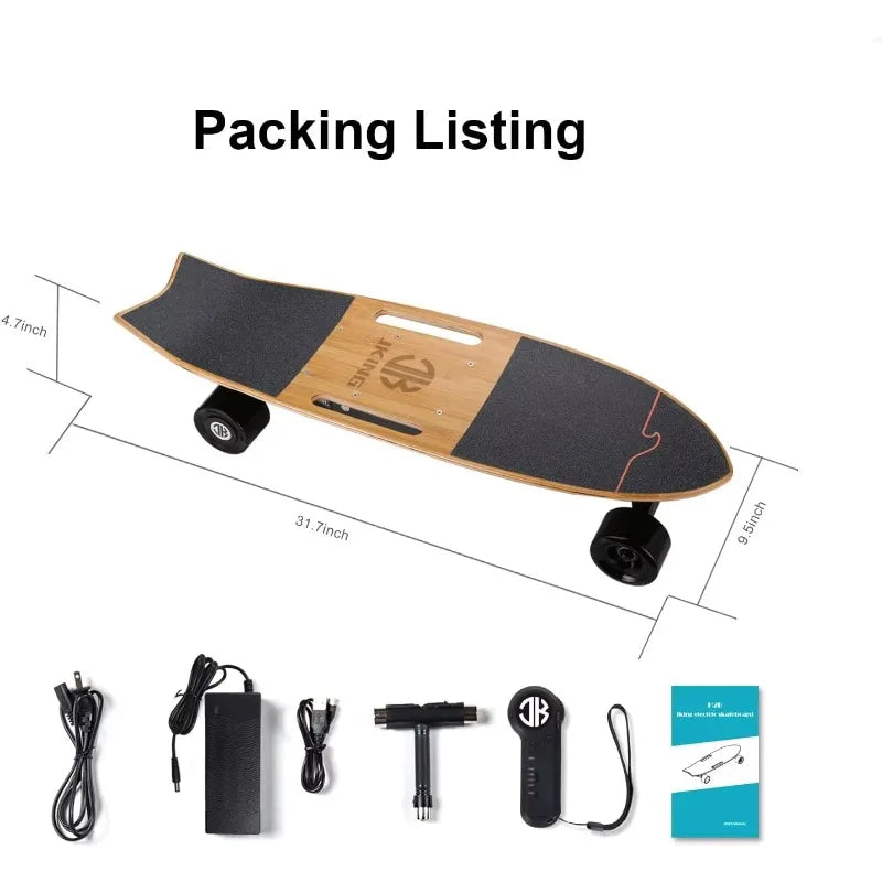 Airo Jking Electric Skateboard Body 700W Hub-Motor 16.7 MPH Top Speed 8.2 Miles Range 3 Speeds Adjustment Slant Board Remote