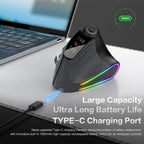 Backlit Wireless Ergonomic Mouse with Smart Flying Scroll,Function Adjustment Knob,Bluetooth&2.4G Rechargeable Gaming Mouse