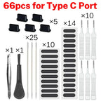 66PCS Mobile Phone Speaker Charging Port Cleaning Set Dust Plug for iPhone 16 15 14 Earphones Clean Kit Brush for Samsung Xiaomi
