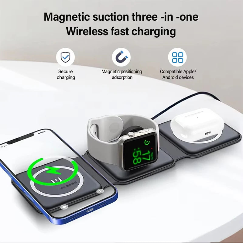 Qi2 MagFold — 30W 3-in-1 Wireless Charger